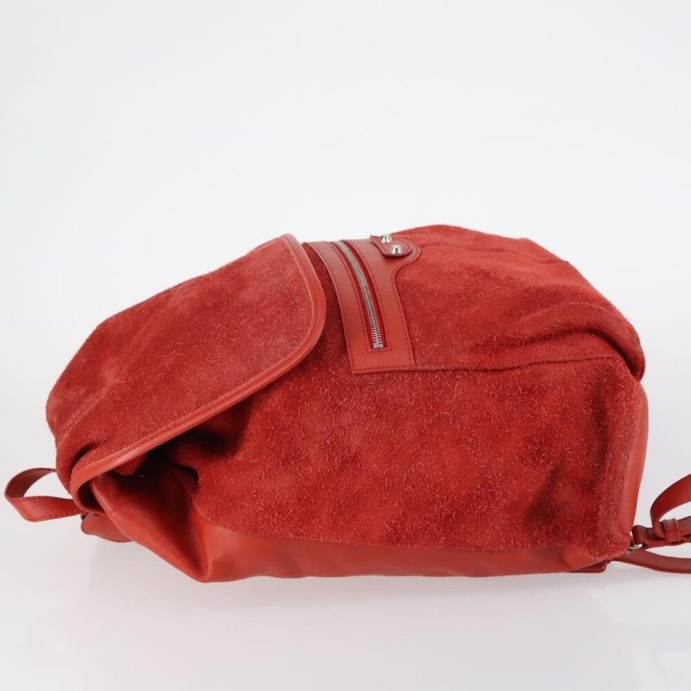 BALENCIAGA Backpack Suede Red Silver Auth bs29626 - Picture 6 of 16